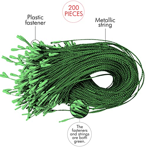 Christmas Tree Ornament String Hooks - Green Easy Snap Ribbon 200 Pk - color: Green