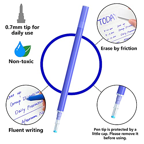 Vanstek 12 Blue Erasable Gel Pen Refills, Gel Ink Refills Compatible with Erasable Pens, Fine Point 0.7 mm, Perfect for Writing Planner & Crossword Puzzles - color: 12 Pack Blue Refills