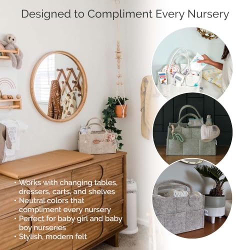Parker Baby Co. Felt Diaper Caddy Organizer - Large, Oatmeal - color: Oatmeal (Heathered Brown), size: Large