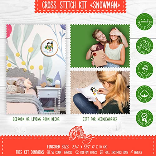 Counted Cross Stitch Kit 'Snowman' - Embroidery Set for Christmas Holidays - color: Snowman