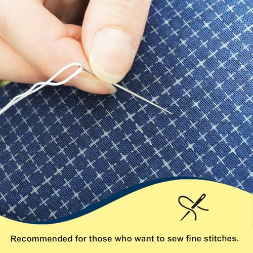 MISUYA CHUBE Sashiko Needles Set of 5, Japanese Embroidery Hand Sewing Needles, Large Eye, Durable Steel, Smooth Stitching, Made in Japan (1.43 Inches) - size: 1.43 Inches