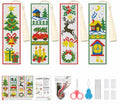 VIGEGU 4 Pack Christmas Cross Stitch Bookmark Kits for Adult Beginners - color: Christmas Cross Stitch bookmarks