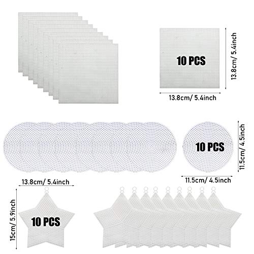 Allazone 59 PCS Mesh Plastic Canvas Sheets 4 Shapes Plastic Canvas for DIY Crafts Embroidery Cross Stitch, Acrylic Yarn Crafting, Knit and Crochet Projects - color: 59 PCS - 4 Shapes