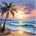 Beach Sunset Stamped Cross Stitch Kits - Tree Counted Cross Stitch Kits for Beginners Adults Needlepoint Cross-Stitch Patterns Dimensions Needlecrafts Embroidery Kits Arts and Crafts 13.7x13.7 Inches - color: D018