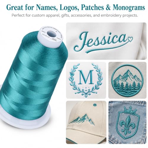 Simthread 5000M 40WT Polyester Embroidery Thread, Caribbean Blue S054 - color: CaribbeanBlueS054