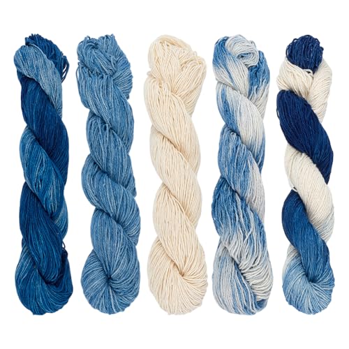 FREEBLOSS 5Pcs Sashiko Thread Natural Plant Blue Dyed 110 Yards*5 Colors - color: Plant Dye
