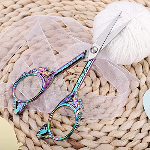 YOUGUOM Sewing Embroidery Scissors, Small Craft Scissor with Cover - color: Rainbow
