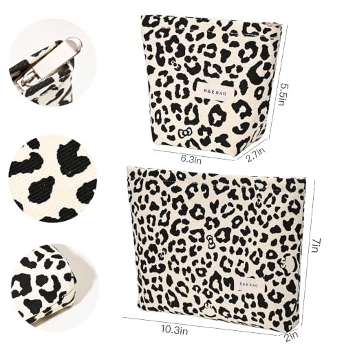 Leopard Print Makeup Bag, 2 Sizes Zipper Cosmetic Toiletry Pouch for Women - color: Soft Leopard