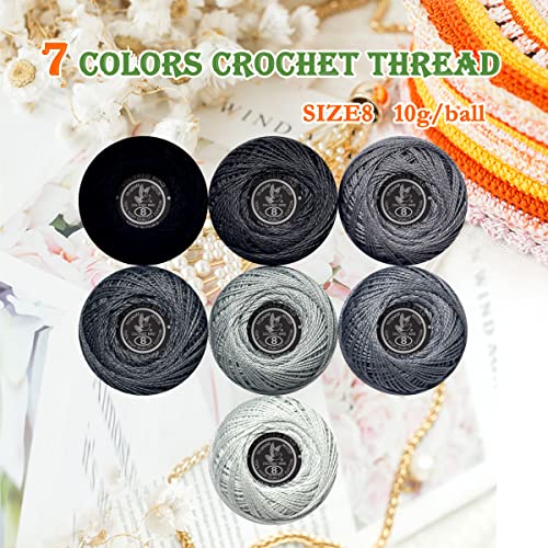 Soft 7 Colors Classic Crochet Thread 7 Pack,100% Cotton (Tin Color-414-5200) - color: Tin Color Series