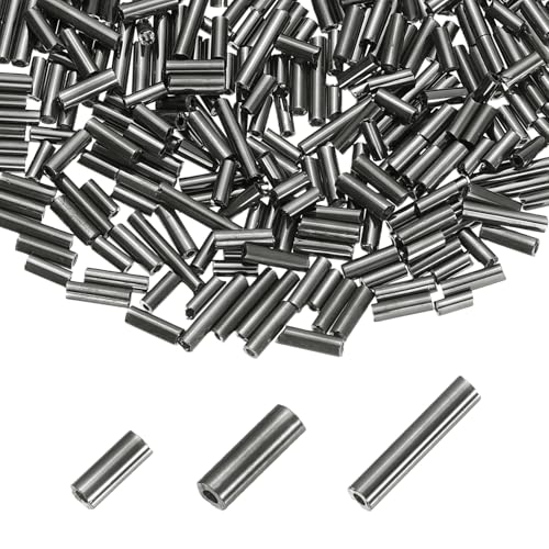 MECCANIXITY 2000pcs Glass Bugle Beads 4/6/9mm Long Tube Cylinder Beads - color: Metallic Grey