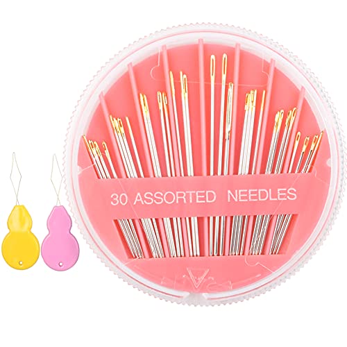 Hekisn 30pcs Premium Hand Sewing Needles, 6 Sizes 30-Count Assorted Sewing Needles, Stitching Needles for Hand Sewing Repair，Sewing Sharp Needles Sewing Repair Embroidery Needles - style: Pink