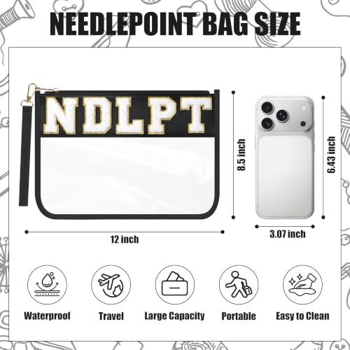 BuyCard Needlepoint Project Bag, NDLPT Clear Zipper Pouch Sewing Gifts Bag - color: Black