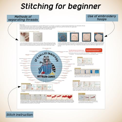 Mindsoft 3 Set Needlepoint Kit for Beginners with Hoop,Raccoon - style: Raccoon