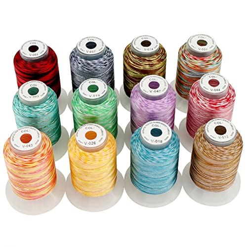 New brothread 12 Colors Variegated Embroidery Machine Thread Kit -2 - color: Assortment 2