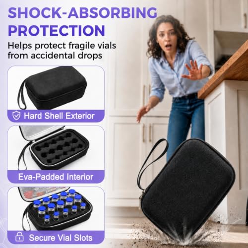 Peptide Case for Fridge Travel with 1* Reusable Ice Pack - color: Black+Black- 5×3ml+10×(5ml/10ml)