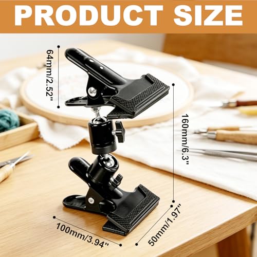 SELMAIDY Portable Metal Embroidery Hoop Stand, 360° Rotatable Table Clamp Holder for Cross Stitch and Needlework