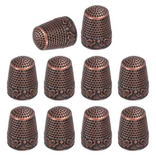 PATIKIL Sewing Thimble 10Pcs Metal Thimbles Hand Sewing Finger Copper Red - color: Copper Red