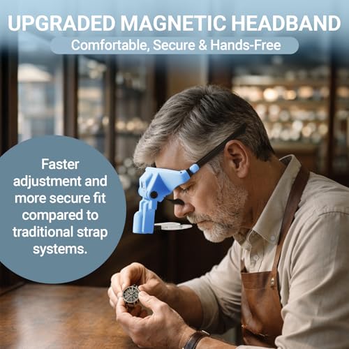 YOCTOSUN Magnifying Glasses with Light, 1.0X-4.0X Head Magnifying Visor - color: Blue