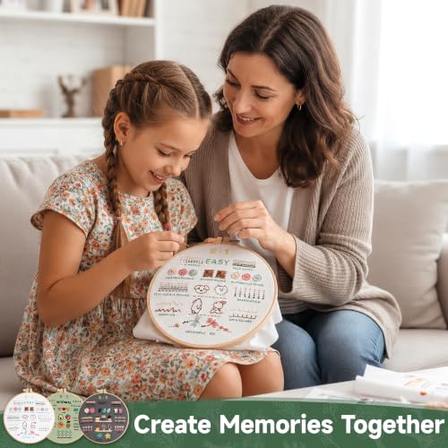 Bofoho 3 Pack Starter Embroidery Kit for Beginners with Simple Patterns - color: 3 Pack