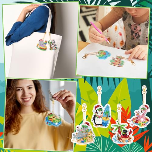 WILLBOND 30 Pcs Christmas Diamond Art Keychain Kits for Adults - color: July Christmas Animal
