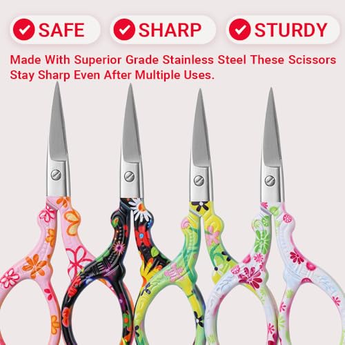 Sewing Embroidery Scissors,2PCS Sewing Craft Scissors,Red+White - color: Red+white