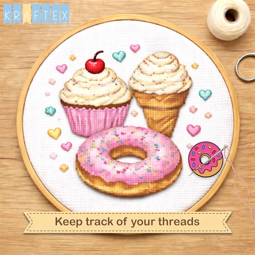 Kraftex Magnetic Needle Minder. Needleminder for Embroidery & Sewing. Cute Needlepoint Accessories. Magnetic Needle Holder for Cross Stitch. Cute Magnet Pin Gift - color: Donut