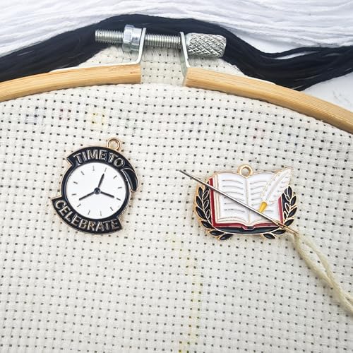 Cute Needle Minder Magnetic Needle Keeper for Cross Stitch Embroidery Sewing Needle and Pin Holders (Book,Clock) - color: Book,Clock