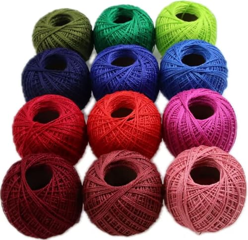 KCS Mercerized Pearl Cotton Thread Size 8 Crochet Needlework Embroidery Threads Ball (12, 12balls12) - color: 12balls12