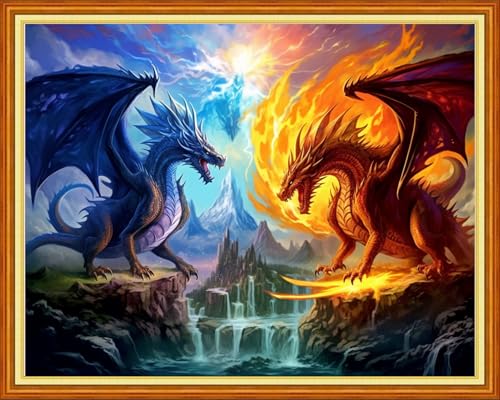 Redxing Stamped Cross Stitch Kits - Beach Night Landscape Counted Cross Stitch Kits for Beginners Adults Needlepoint Cross-Stitch Patterns-Dragon Castle 16x20 inchs - color: ArtsKit19