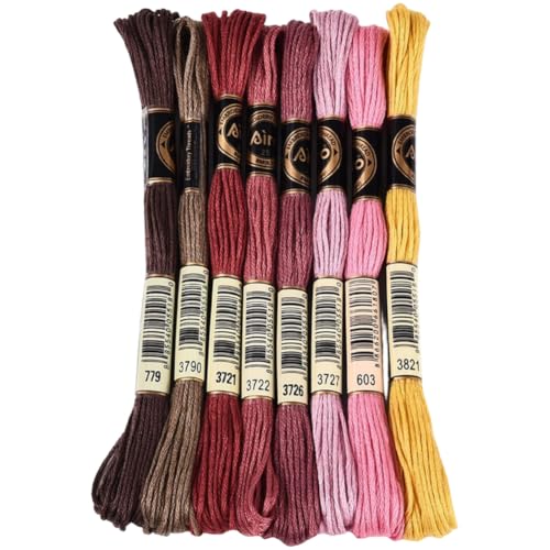 8 Skeins 70 Yards Dark Pink Embroidery Floss for Jewelry Knitting - color: Gray Pink Color, size: 70 Yards