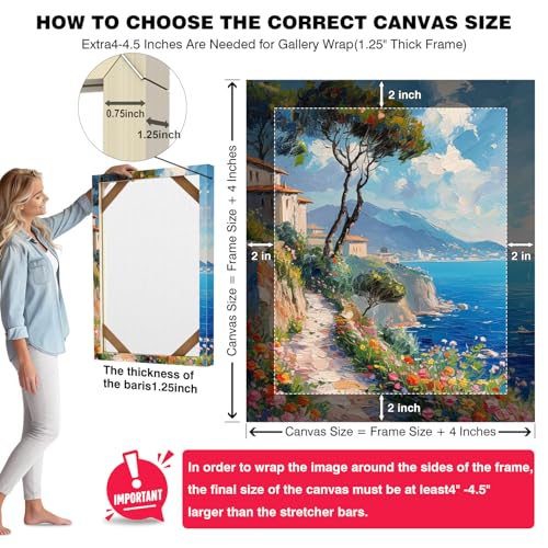 12x16 Inch Canvas Stretcher Bars - Made in USA Solid Wood Frame Kit - 1.25" Thick Gallery Wrap, Easy Adhesive DIY Assembly for Oil Paintings & Prints - size: 12x16