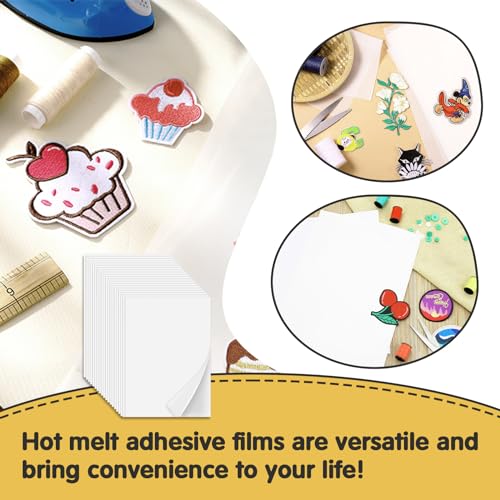 Iron On Adhesive Sheets 20PCS, Heavy Weight Double-Sided Heat Melt Fabric Glue Sheet, A4 Size Fusible Adhesive Sheets, Press-on Patch Iron On Tape, Fusible Interfacing for Sewing, Heat and Bond - size: 20-PACK