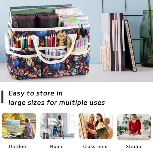 Craft Organizer Tote Bag with Multiple Pockets,Scrapbooking Art Storage - color: Black Magic