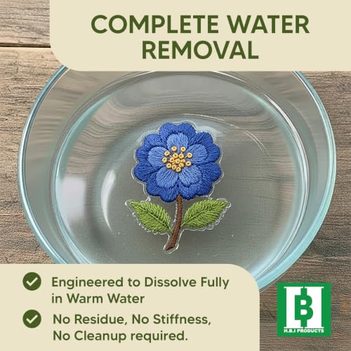 HBI Wash Away Water Soluble Stabilizer Sheets, 8 x 8 in, 100 Pack - size: 8" x 8"