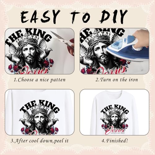 Dazoratix Jesus Christian Iron on Transfers - 20 Sheets Bible Verse DTF Ready to Press Heat Patches Religious Faith Quotes Vinyl Stickers Decals for T Shirts Clothes Pillow Bag DIY Crafts Decorations - style: Jesus Christian