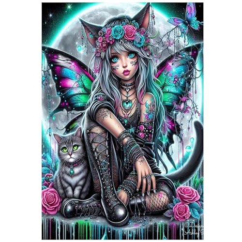 KUFWKEY Gothic Butterfly Fairy Diamond Art Kits for Adults,Skull Art and Crafts,5D DIY Handicrafts,Diamond Painting kit, Halloween Diamond Mosaic Kits,Diamond Dots for Beginner,12X16 inch - color: SH8310