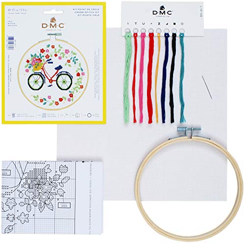 DMC Stitch Kit 6" Diameter - Bicycle (14 Count)