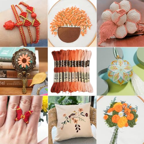 12 Skeins Orange Gradient Embroidery Thread Floss for Jewelry - color: Orange