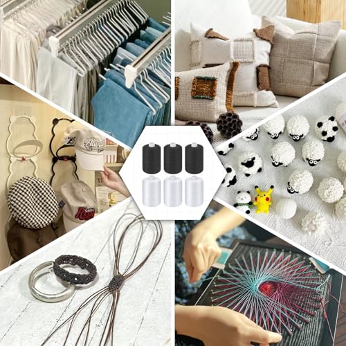 All Purpose Sewing Thread, 6 Spools of 1000 Yards Polyester Quilting Thread - color: Black+White