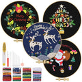 TINDTOP Christmas Embroidery Kit for Adult, Embroidery DIY Starter Kit - color: Christmas 4 Pack