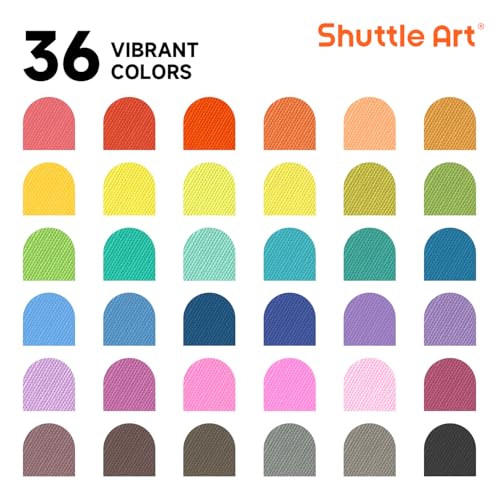 Shuttle Art Fabric Markers, 36 Colors, Fine Tip, with 11 Stencils - color: 36 Colors