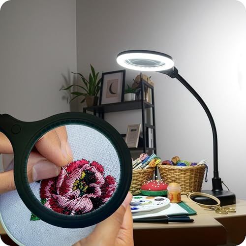 Brightech LightView Pro Flex 2 in 1 Magnifying Desk Lamp, 1.75x Light Magnifier, Adjustable Magnifying Glass with Light for Crafts, Reading, Close Work