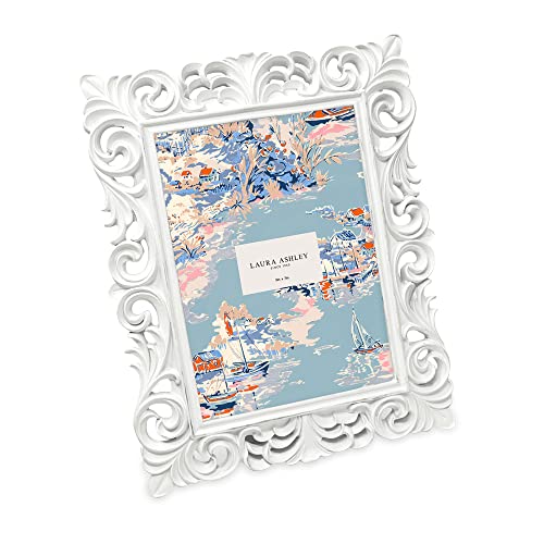 Laura Ashley 5x7 White Vintage Inspired Resin Scroll Design Picture Frame - color: White, size: 5x7
