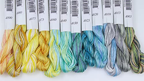 KCS Big skeins of 25 Meters Size 25 Color Variegated Cross Stitch Stranded Threads,12 skeins,04 - color: 12skeins04, size: 12 skeins