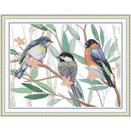 ITSTITCH Stamped Cross Stitch Kits - Full Range of Embroidery Patterns for Beginners or Adults,14 CT 2 Strands DIY Counted Needlepoint Arts Craft-Three Little Birds 15×11.8 inch - color: Three Little Birds