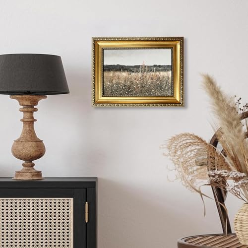 Gold Framed Vintage Wildflower Field Meadow Canvas Wall Art,12x16in - color: Wildflower Gold Framed, size: 16"L x 12"W
