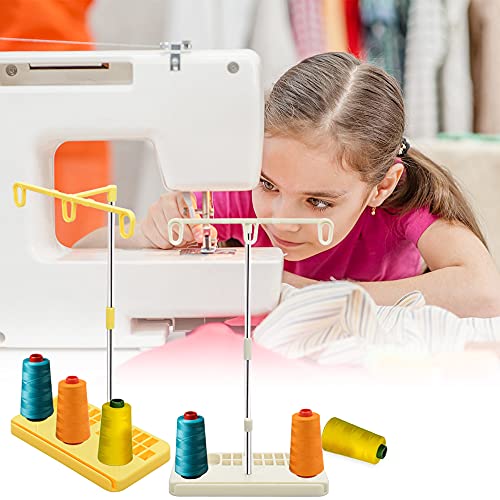 Vuzvuv 2 Pack Thread Holders, Embroidery & Sewing Machine Organizer, 3 Spool Thread Rack, Suitable for Beginners & Adults, White-Yellow - color: White-Yellow