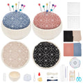 ACRNIGHEET 4 Set Sashiko Kits Pin Cushion Bowls, Hand Sewing Embroidery Pin Cushion Include 16pcs Sewing Needle, Thimble, Sewing Thread, Japanese Traditional Style Sashiko Supplies