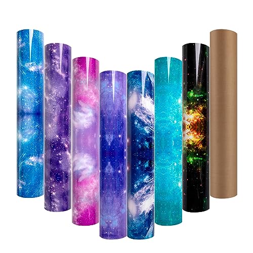 HTVRONT Galaxy Heat Transfer Vinyl, 7 Pack 12x10in Starry Sky Iron on Vinyl - color: Galaxy HTV