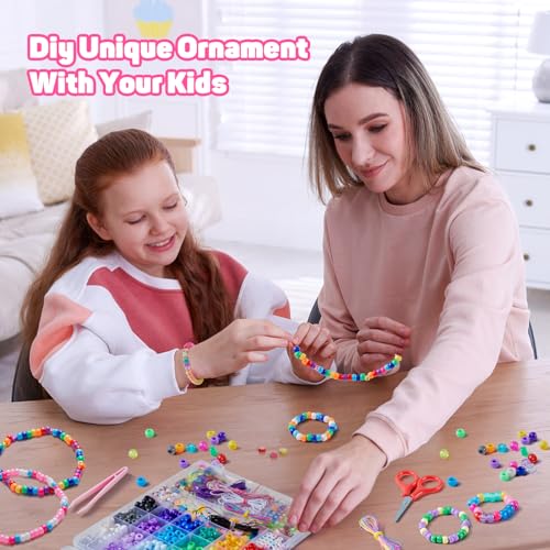 INSCRAFT 1200PCS Bracelet Making Kit, 24 Colors Pony Rainbow Kandi Beads, Friendship Bracelet Kit with Elastic Strings for Jewelry Making, Craft Gifts for Girls Adults